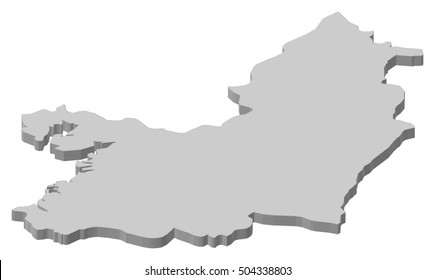 Map - Valle del Cauca (Colombia) - 3D-Illustration