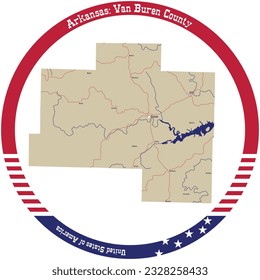 Map of Van Buren County in Arkansas, USA arranged in a circle.