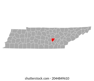 Map of Van Buren in Tennessee on white