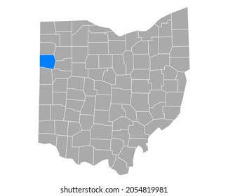 Map of Van Wert in Ohio on white