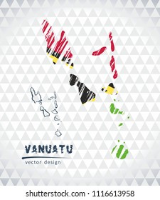 Map of Vanuatu with hand drawn sketch pen map inside. Vector illustration
