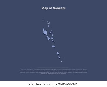 Mapa de Vanuatu, minimalista vetor silhueta em azul suave sobre fundo escuro
