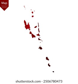 Map of Vanuatu - Red Geometric Rumpled Triangular , Polygonal Design. Vector illustration eps 10.