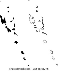 Map of Vanuatu Silhouette Flat and Outline Design