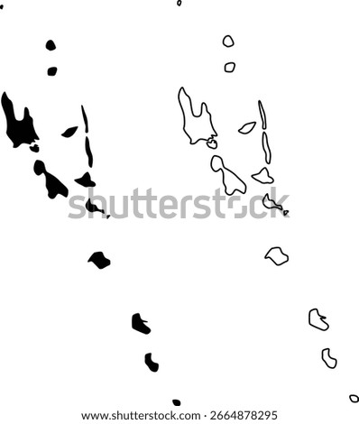 Map of Vanuatu Silhouette Flat and Outline Design