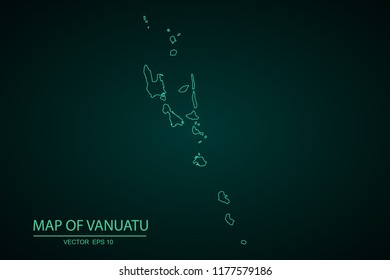 Map of Vanuatu,Green map on dark background of map of Vanuatu symbol for your web site design map. Vector illustration eps 10.