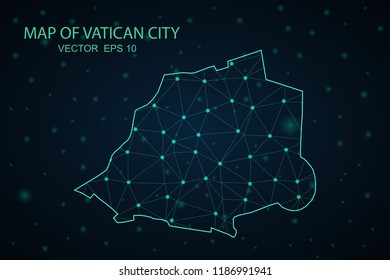 Map Vatican City State. Wire Frame 3D mesh polygonal network line, design sphere,Vatican City State map on dark background. Vector illustration eps 10.