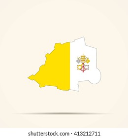 Map of Vatican in Vatican flag colors


