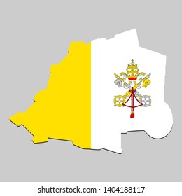 Map of Vatican with national flag. Vector Illustration.