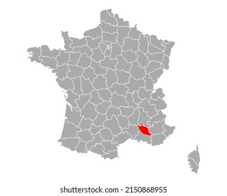 Map of Vaucluse in France on white