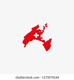 Map of Vaud - Switzerland Vector Illustration
