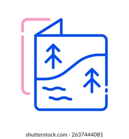 Map Vector Design for Navigation and National Park Trails. Outdoor route illustration, explorer’s tool for nature travel