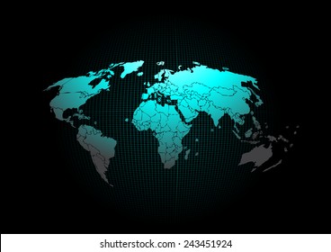 Map vector drawing lines for background and text.All elements are separated in editable layers clearly labeled. Vector EPS10,Abstract computer graphic World map .