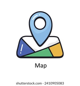 Map vector filled outline doodle Design illustration. Symbol on White background EPS 10 File
