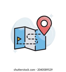 Map vector filled outline icon style illustration. Eps 10 file