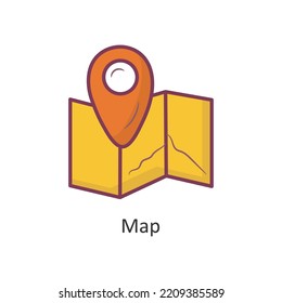 Map Vector Filled outline Icon Design illustration. Travel Symbol on White background EPS 10 File