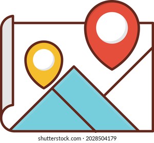 map vector flat color icon