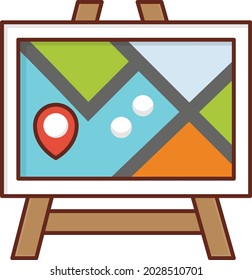 icono de color plano del vector de mapa