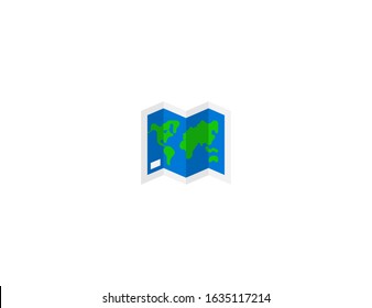 Map vector flat icon. Isolated topography, earth map emoji illustration 