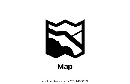 Map vector icon black and white simple style perfect pixel white background eps 8