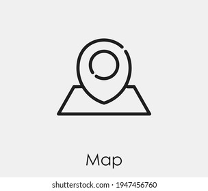 Map vector icon. Editable stroke. Symbol in Line Art Style for Design, Presentation, Website or Apps Elements, Logo. Pixel vector graphics - Vector