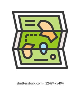 Map vector icon, filled outline design editable stroke