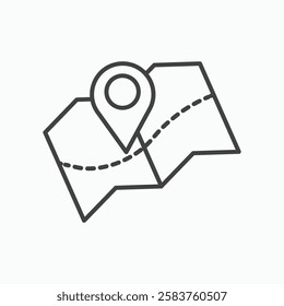 Map vector icon isolated in black line
