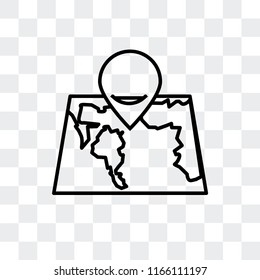 Map vector icon isolated on transparent background, Map logo concept