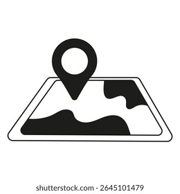 Map vector icon. Line art. Flat illustration. Hand drawn. Silhouette on a white background. Good for everything related to travel, camping, locations