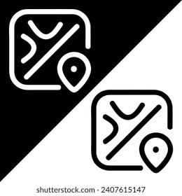Map vector icon, Outline style, isolated on Black and White Background.