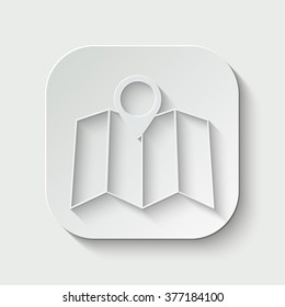 map vector icon - paper illustration