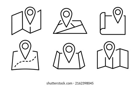 Map vector icon set. Location vector icon collection. Route pointer symbol