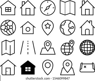 map vector icon set such as: speed, equipment, south, transfer, geology, notice, positioning, ball, social, compass, traffic, connection, main, aiming, cottage, europe, continent, roadside, race