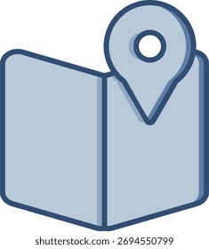 Ícone de vetor de mapa com fundo transparente. Design de cor azul alterável.