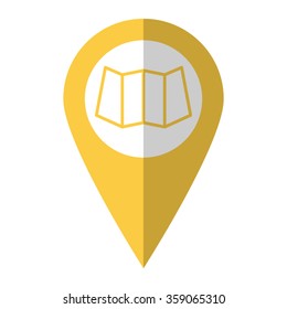map - vector icon;  yellow map pointer