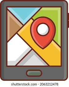 mapa Ilustración vectorial en un fondo transparente. Símbolos de calidad premium. Icono de color plano de línea vectorial para el concepto y el diseño gráfico.