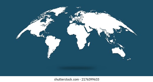 map vector isolated on blue background. Flat Earth, Globe worldmap icon.