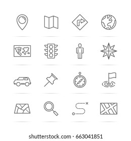 map vector line icons, minimal pictogram design, editable stroke for any resolution