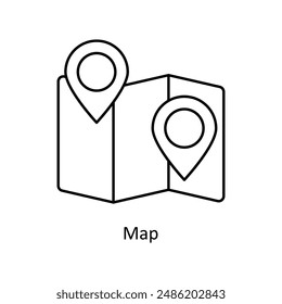 Ilustración de diseño de contorno de Vector de mapa. Símbolo sobre fondo blanco EPS 10 Archivo 