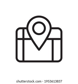 Map Vector Outline Icon. EPS 10 File. Hotel and Services Symbol