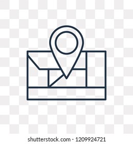 Map vector outline icon isolated on transparent background, high quality linear Map transparency concept can be used web and mobile
