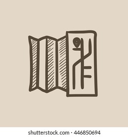 Map vector sketch icon isolated on background. Hand drawn Map icon. Map sketch icon for infographic, website or app.