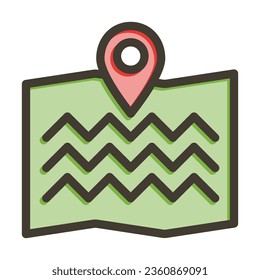 Map Vector Thick Line Filled Colors Icon For Personal And Commercial Use.
