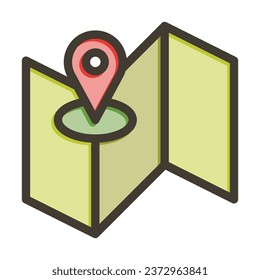 Map Vector Thick Line Filled Colors Icon For Personal And Commercial Use.
