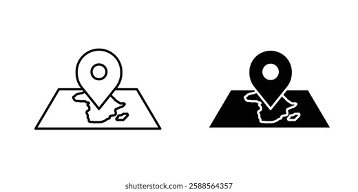 Map vectors icons set in filled and strokes on white background