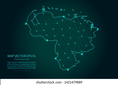 Map of venezuela - Abstract mash line and point scales on dark gradient background. Wire Frame 3D mesh polygonal network line, design sphere, dot and structure. Vector illustration eps 10