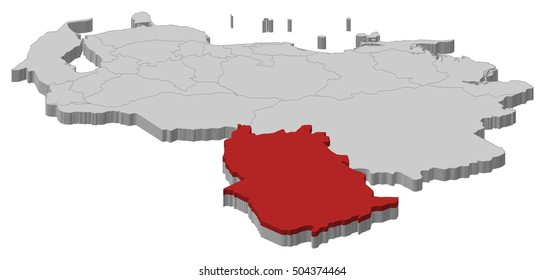 Map - Venezuela, Amazonas - 3D-Illustration