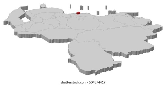 Map - Venezuela, Capital District - 3D-Illustration