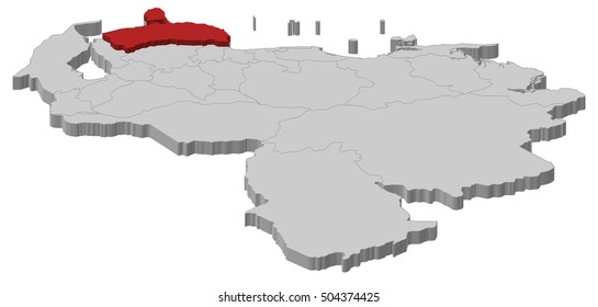 Map - Venezuela, Falcon - 3D-Illustration
