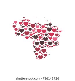 map of venezuela filled with hearts of different sizes and colors